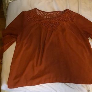 Orange lace detail blouse